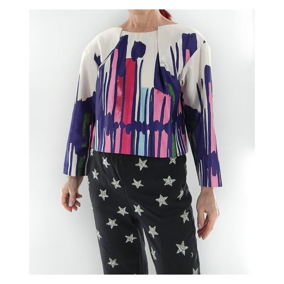 GIZIA Colorful Multicolored Satin Top - Picture 2 of 9